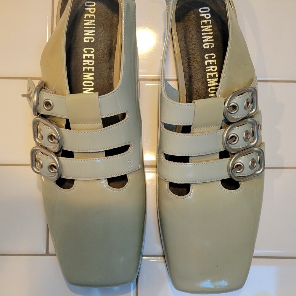 Opening Ceremony Cream Flats with Buckle Detail